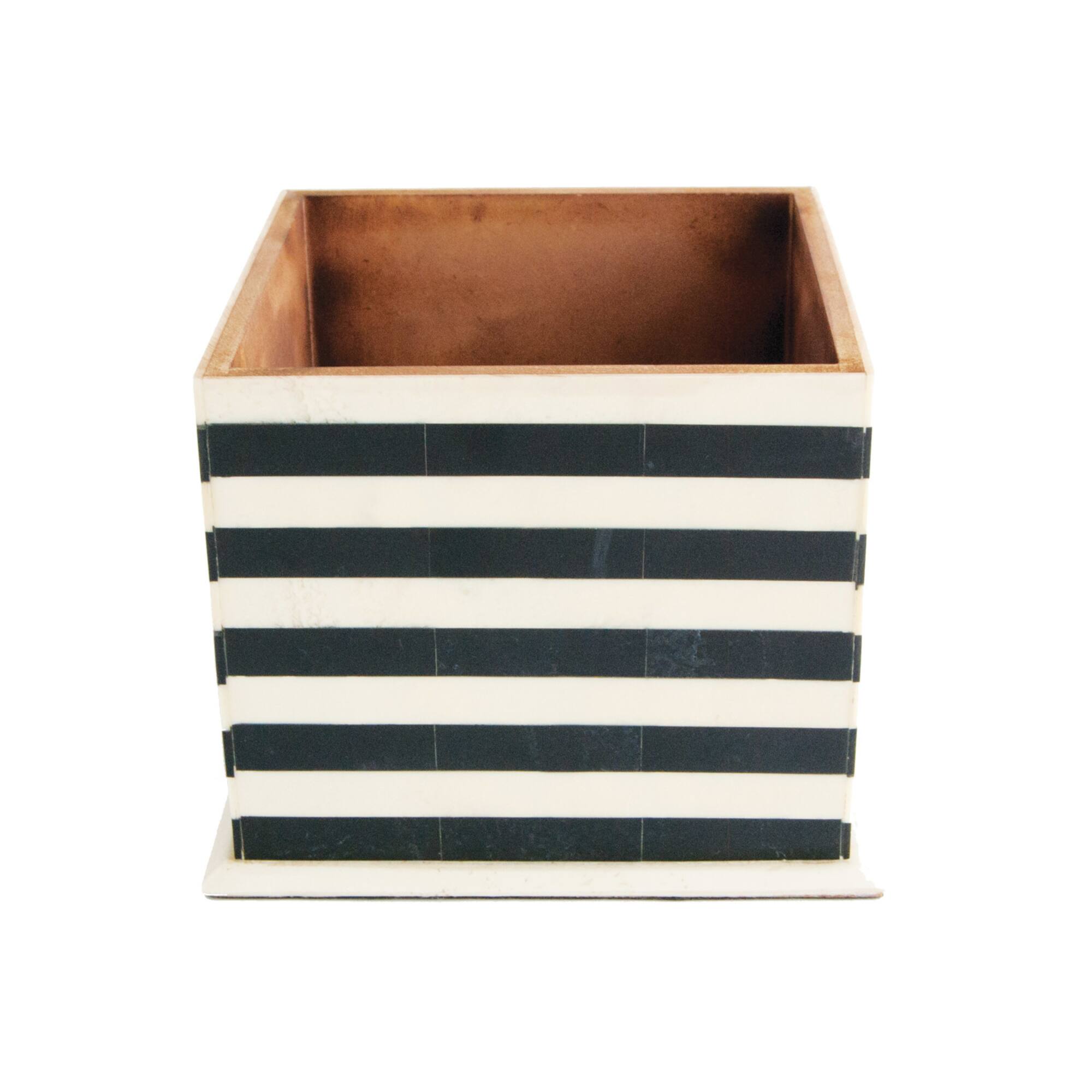 Hello Honey® 9" Black & Cream Striped Reclaimed Wood Box